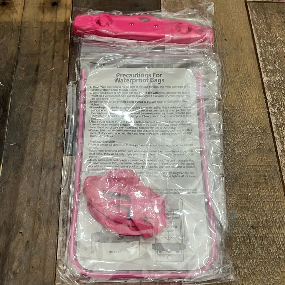WATERPROOF PHONE CASE HOT PINK with LANYARD